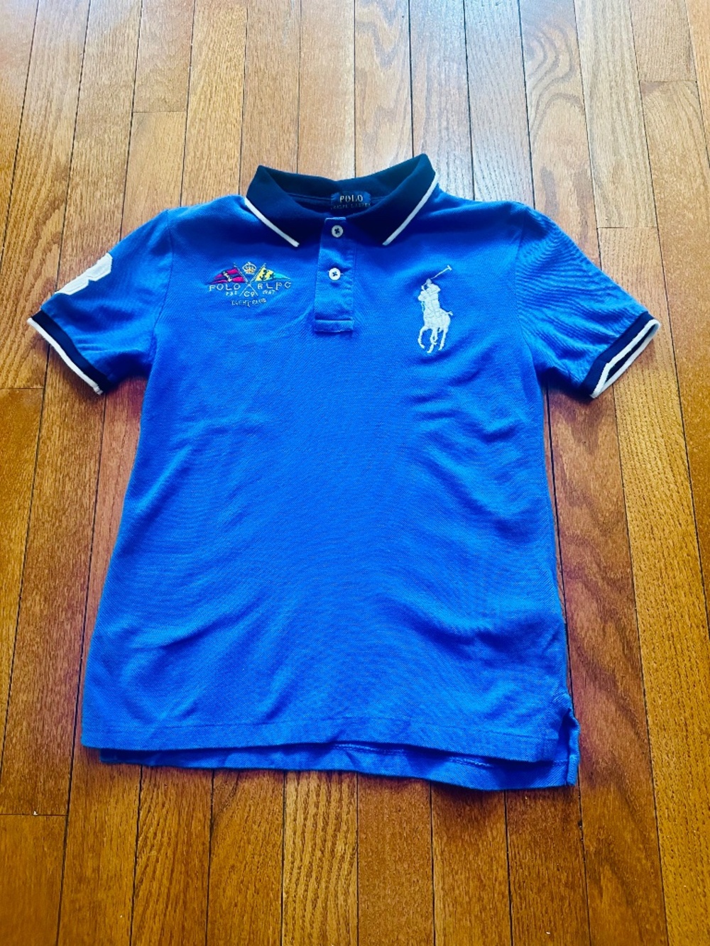 Polo Ralph Lauren Boys Polo Shirt Size 7 Blue Big Pony Crest Short Sleeve